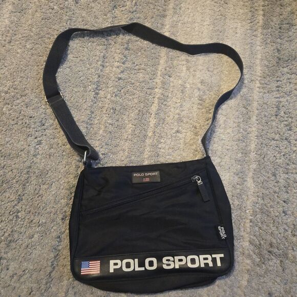 Vintage 90s Polo Sport by Ralph Lauren Nylon Messenger Crossbody Unisex Bag - Picture 1 of 8